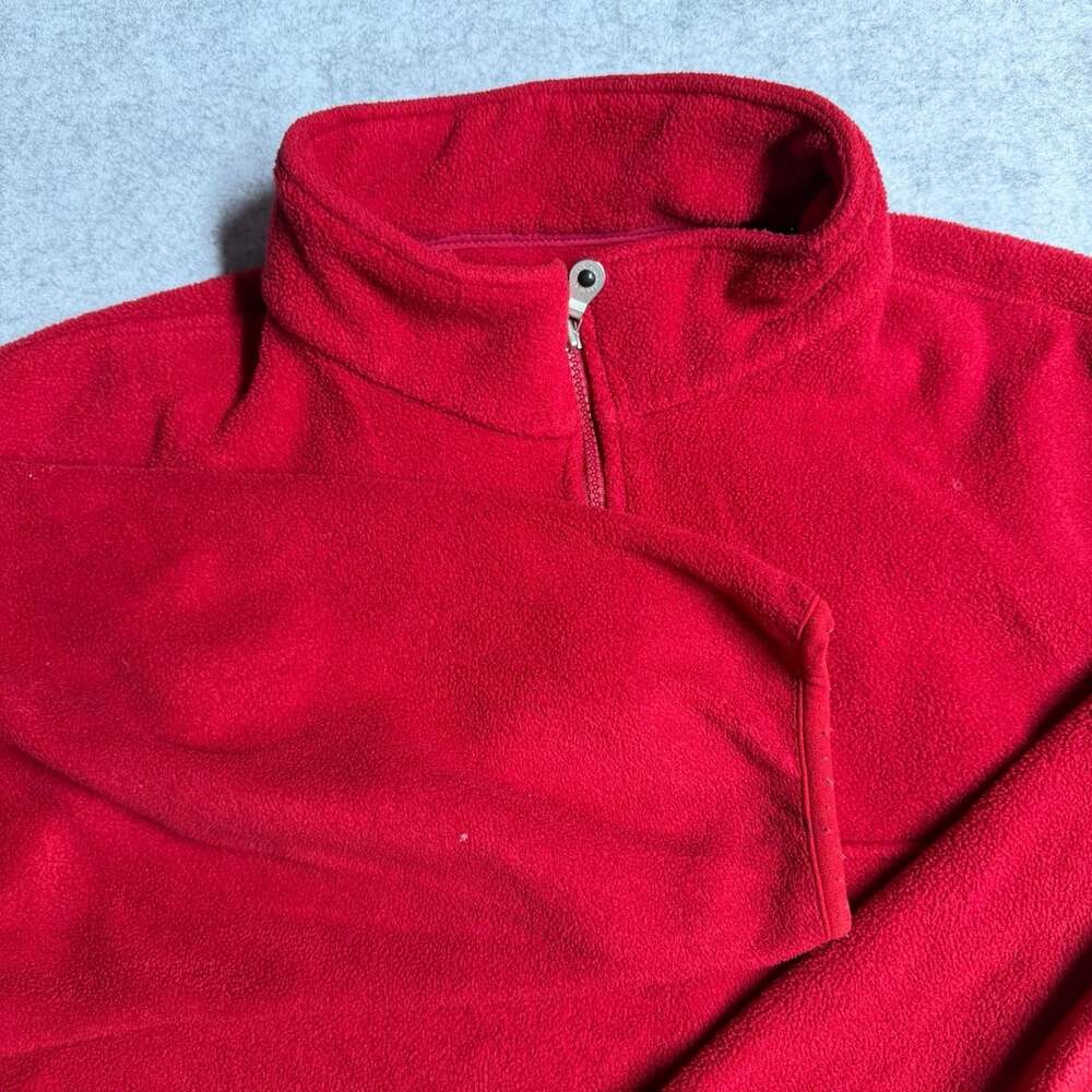 Lands' End Quarter Zip Fleece Pullover Size XL 46-48 Red